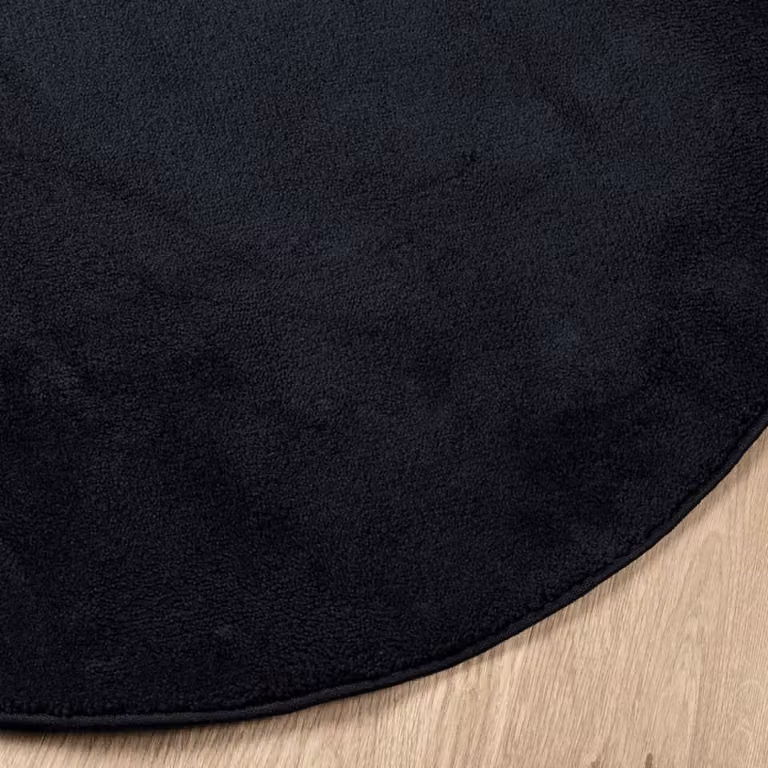 Berkfield Home Oviedo Round Short Pile Rug in Black, Diameter: 160 cm