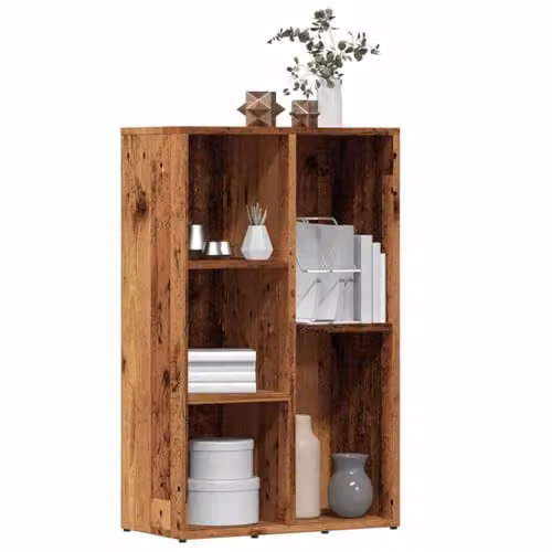 vidaXL Book Cabinet in Old Wood Brown, W/D/H: 50 x 25 x 80 cm – 4