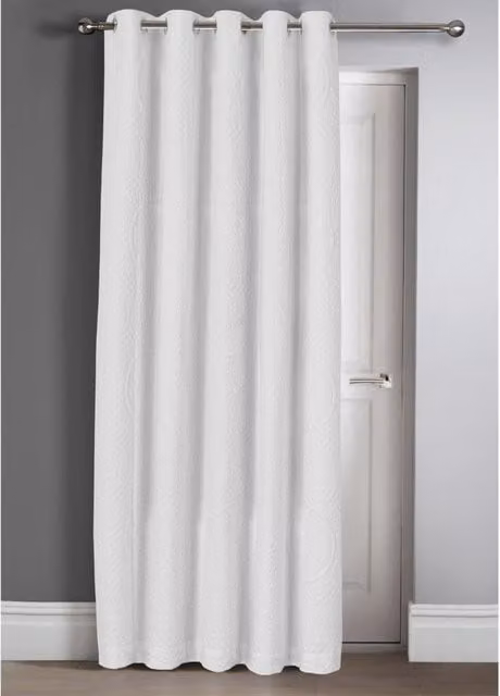 Velosso Belfort Single Panel Thermal Insulating Eyelet Curtain in White, Width: 117 cm, Drop: 214 cm