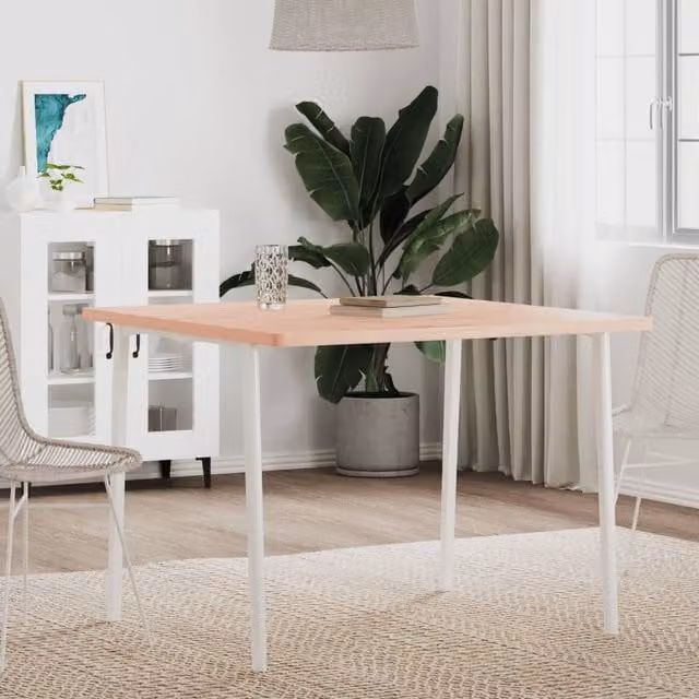 Berkfield Home Square Solid Wood Beech Table Top, Brown, W/D/H: 90 x 90 x 2.5 cm