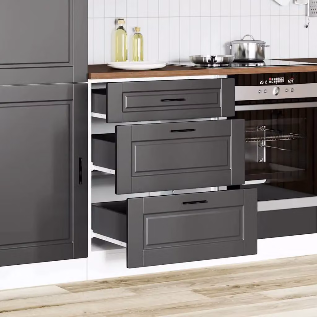 Berkfield Home Porto Black Matt MDF Freestanding Kitchen Base Unit – 2