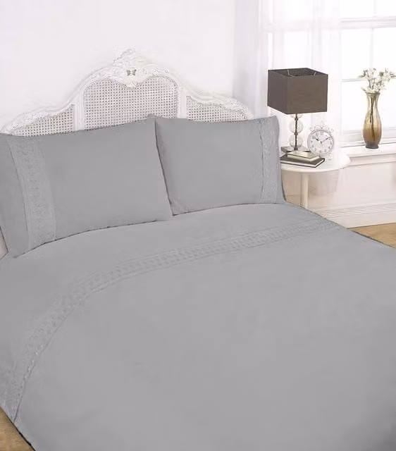 Rapport Home Sorrento Polycotton Duvet Cover Set with Pillowcase in Silver/Grey, W/D/H: 200 x 200 cm