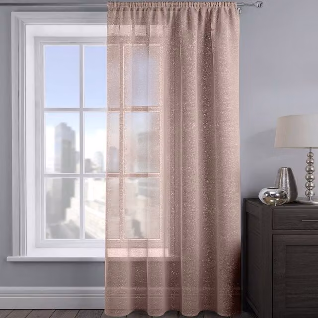 Velosso Shimmering Voile Fabric Panel in Pink and Silver, Width: 137.16 cm