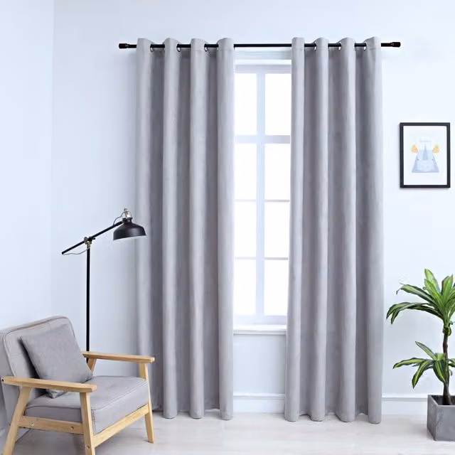 Berkfield Home Grey Blackout Curtains with Eyelets, 2 Pack, W: 140 cm, H: 175 cm – 1