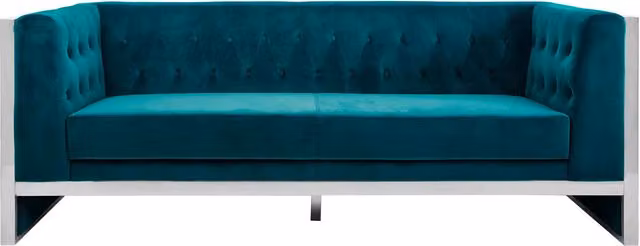 Fifty Five South Vogue 3 Seat Modern Velvet Sofa in Petrol Blue