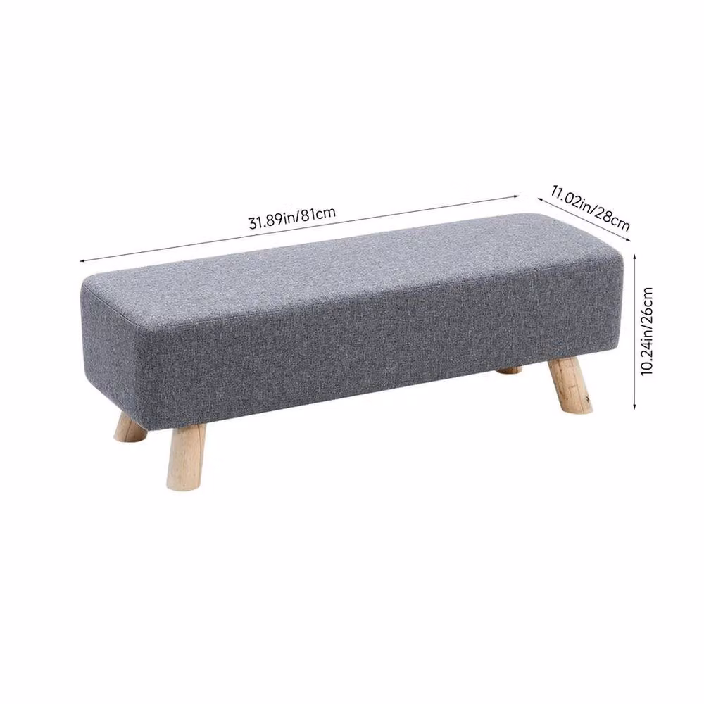 KORVIXA Grey Linen Long Hallway Shoe Bench W/D/H: 100 x 100 x 100 cm – 2