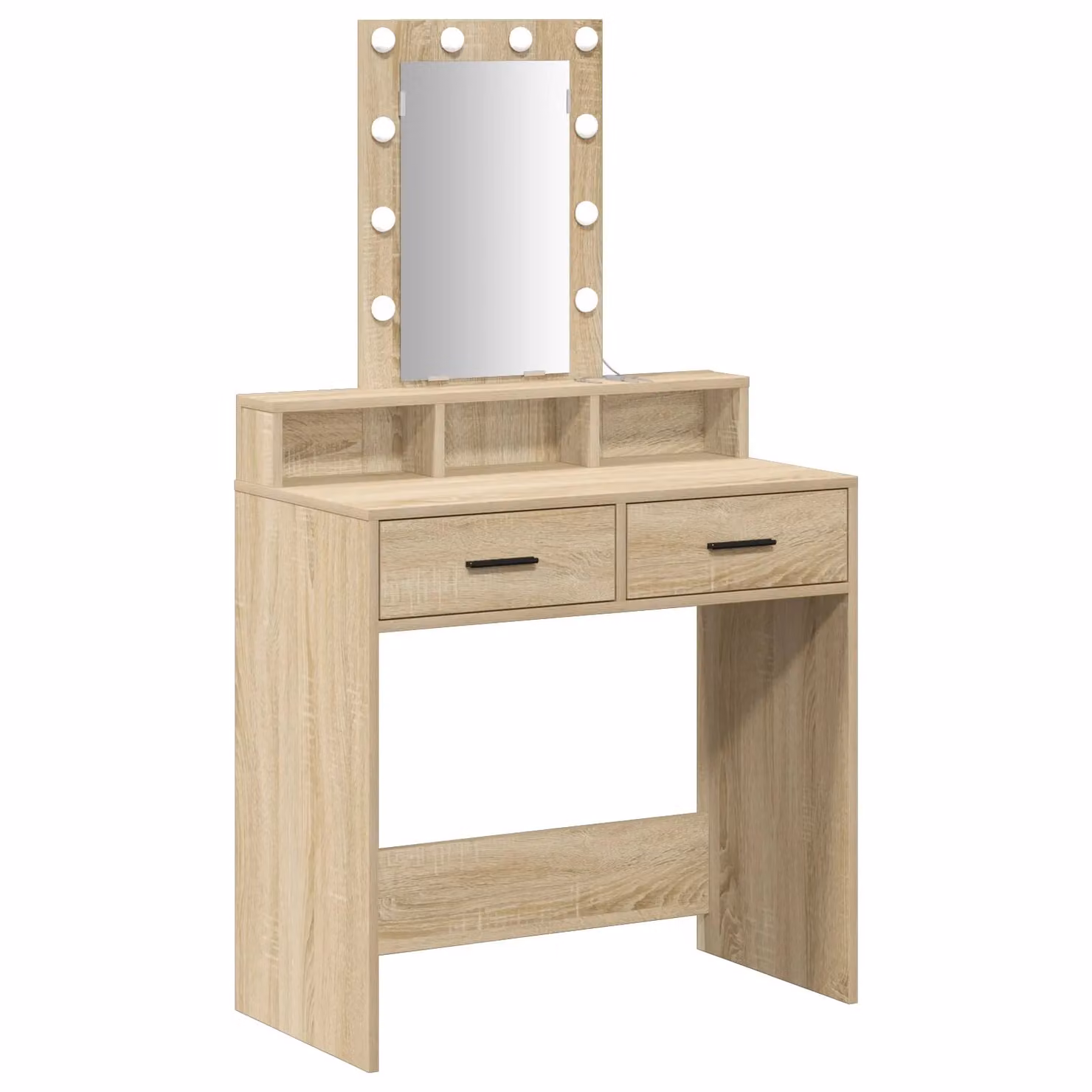Berkfield Home Sonoma Oak Dressing Table with LED Lights, Brown, W: 79 cm, D: 41 cm, H: 140 cm – 2