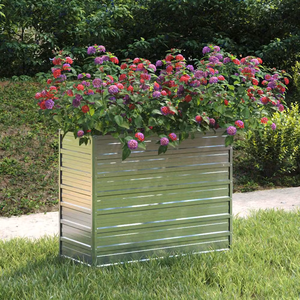 Berkfield Home Garden Galvanised Steel Raised Bed in Silver, W/D/H: 100 x 40 x 77 cm – 2