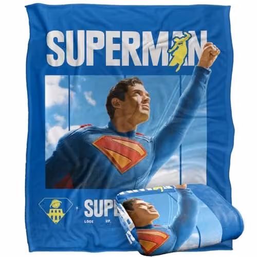 Warner Bros. Superman 2025 Comic Run Super Soft Fleece Throw Blanket, Multicolour, W: 152 cm, D: 127 cm