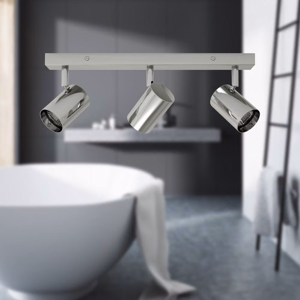 First Choice Lighting Eden Set of 2 Chrome Adjustable 3 Light Spotlight Bars for Bathroom, Kitchen or Hallway – 3