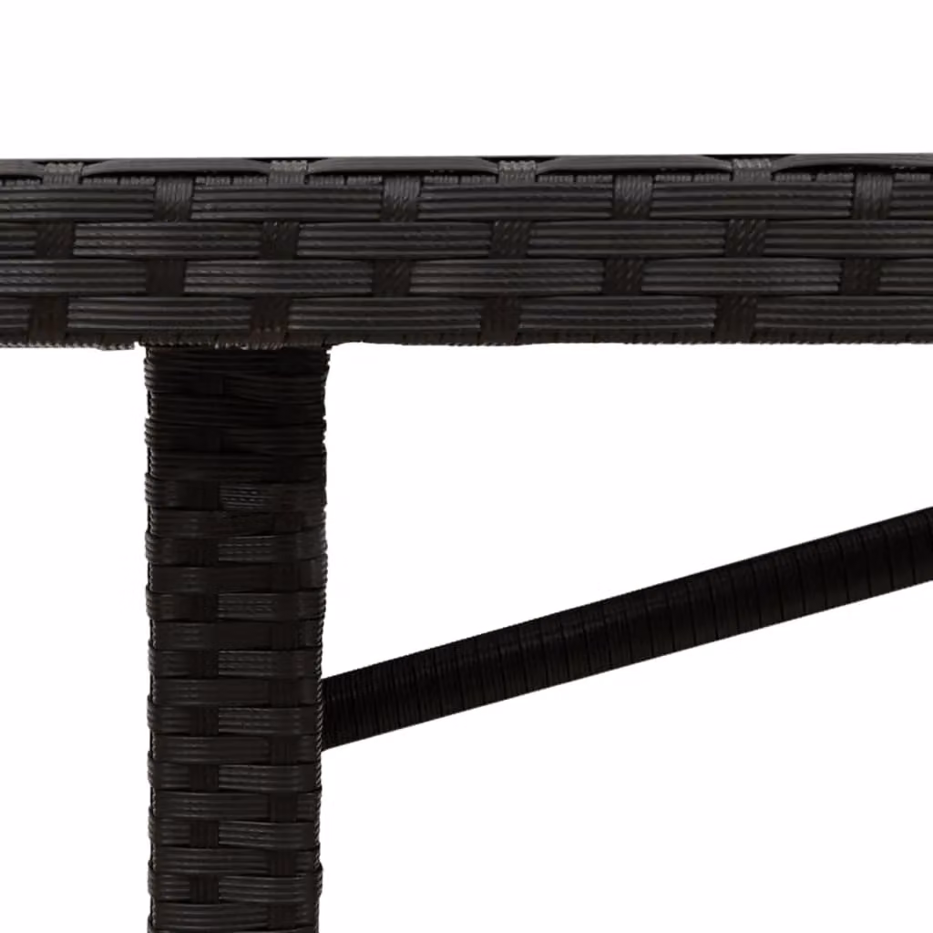 Berkfield Home Modern Black Poly Rattan Garden Table with Glass Top, W: 190 cm, D: 80 cm, H: 75 cm – 5