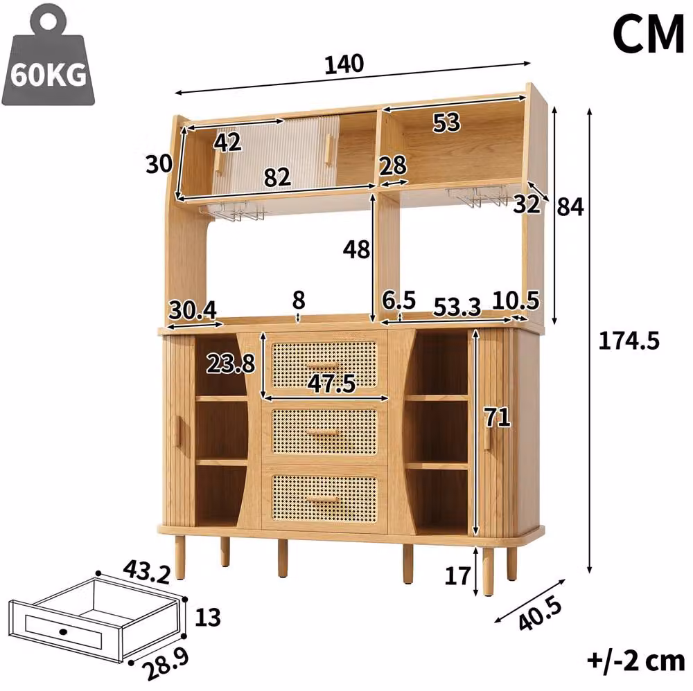 STILVORA Brown Sideboard with Sliding Doors and 3 Drawers – 3