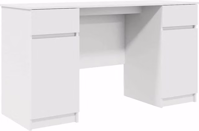 Berkfield Home Modern White Writing Desk in Engineered Wood, W/D/H: 140 x 49 x 76 cm
