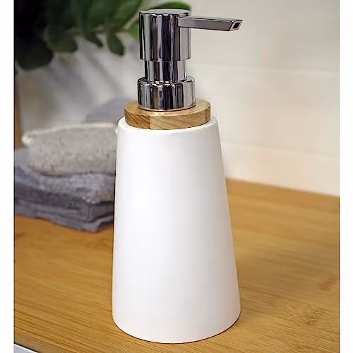 Showerdrape Sonata 4 Piece Freestanding Bathroom Accessory Set in White and Black Resin with Bamboo Details – 3