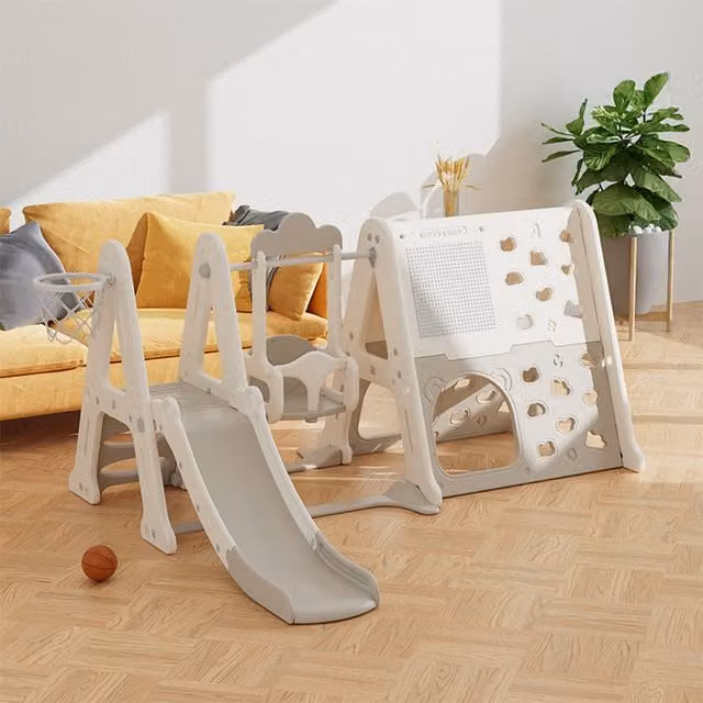 Kidkid 8-in-1 Toddler Swing and Slide Playset with Play Tower, Grey