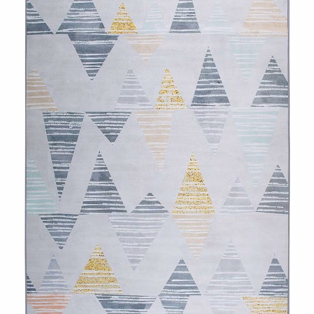 Wyld and Coco Geometric Distressed Polyester Rug in Multicolour Grey and Yellow, W: 160 cm, L: 230 cm – 2