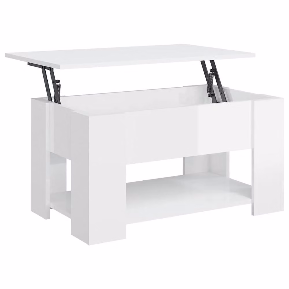 Berkfield Home Modern High Gloss White Coffee Table with Lift Mechanism, W: 79 cm, D: 49 cm, H: 41 cm – 2