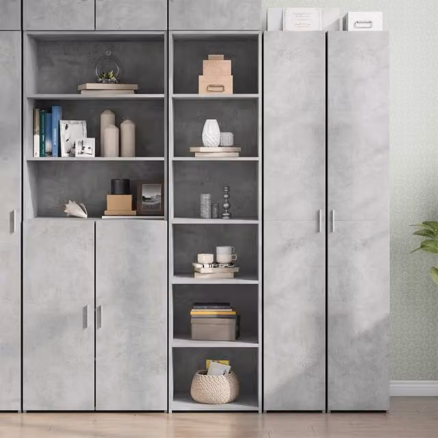 Berkfield Home Modern Grey Highboard with Hinged Doors and Internal Shelves, W/D/H: 45 x 41 x 185 cm