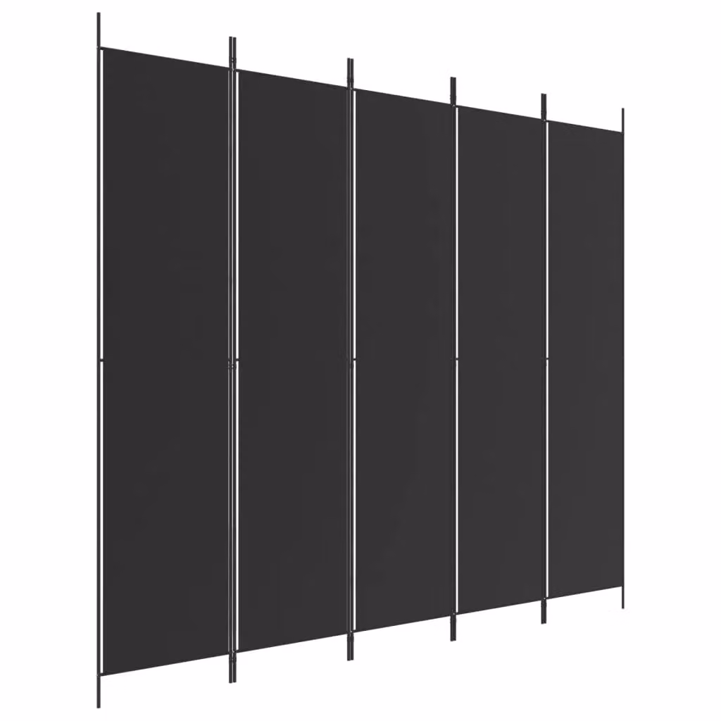 Berkfield Home 5-Panel Fabric Room Divider in Black, W/H: 250 x 220 cm – 2