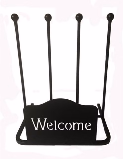 Poppyforge 2 Pair Welcome Boot Rack in Black Steel, W: 39 cm, D: 29 cm, H: 48 cm