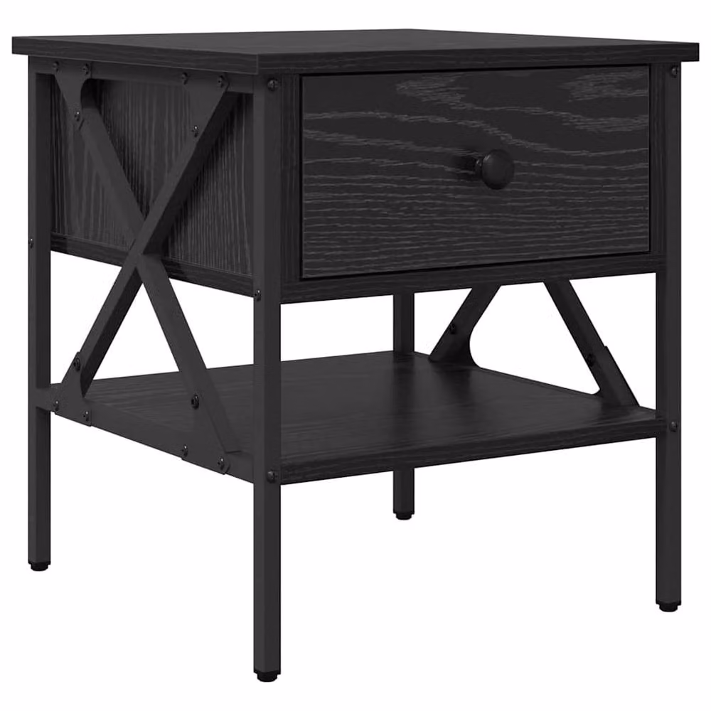 Berkfield Home Modern Bedside Tables, 2 Pack, Black Oak, W/D/H: 40 x 42 x 45 cm – 4