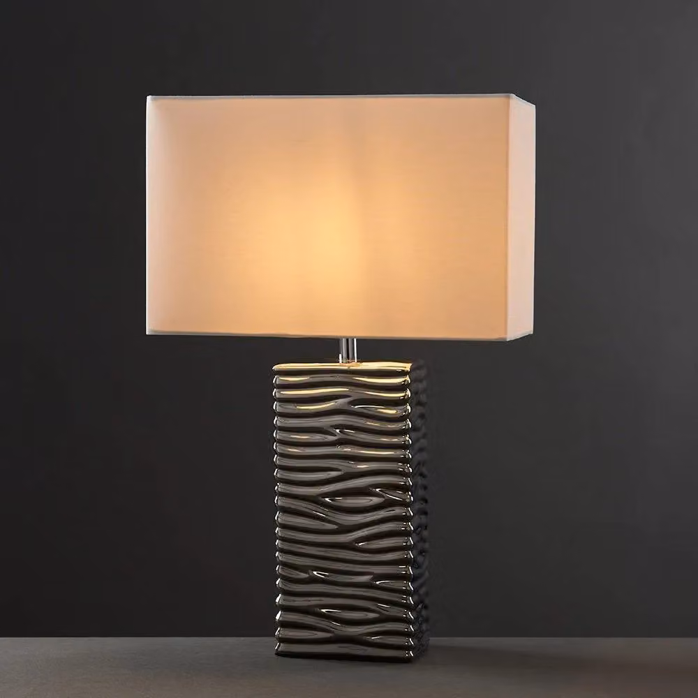 ValueLights Etienne Pair of Silver and White Ceramic Table Lamps – 2