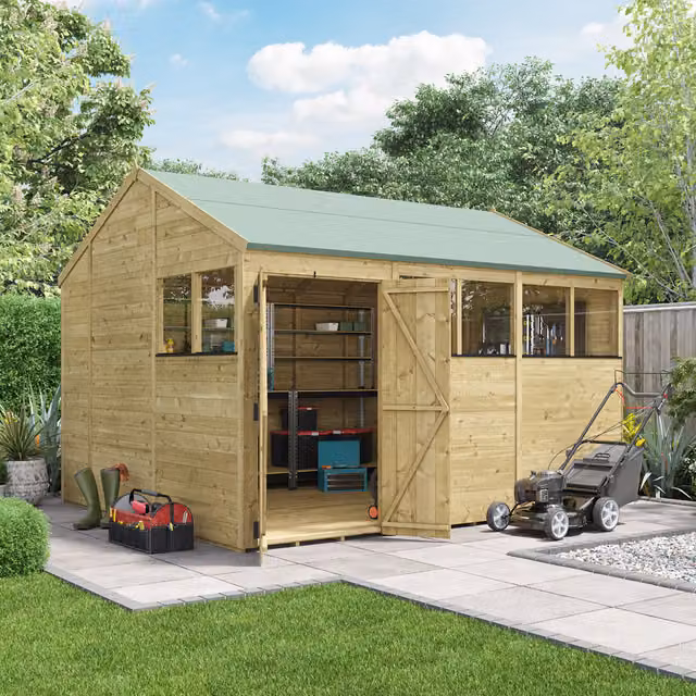 BillyOh Rustic Brown Wooden Apex Shed with Window and Tongue and Groove Construction