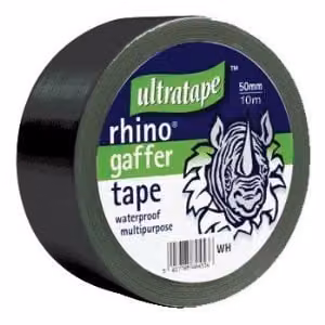 Rhino Multipurpose Black Cloth Duct Gaffer Tape, Pack of 2, Width: 50 mm, Length: 50 m per roll