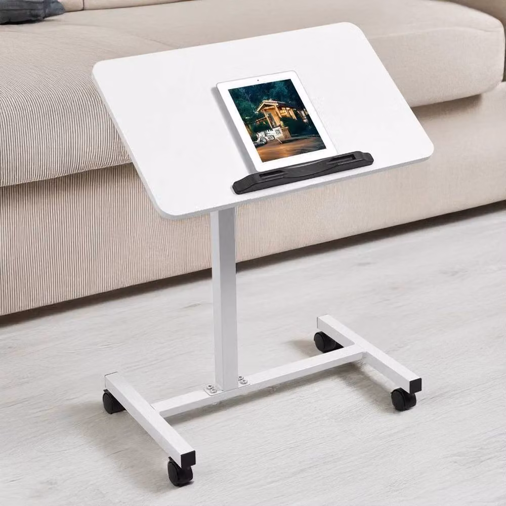 NESTLUNE White Adjustable Height Over Bed Table for Hospital or Sofa Use, W: 100 cm, D: 15 cm – 3