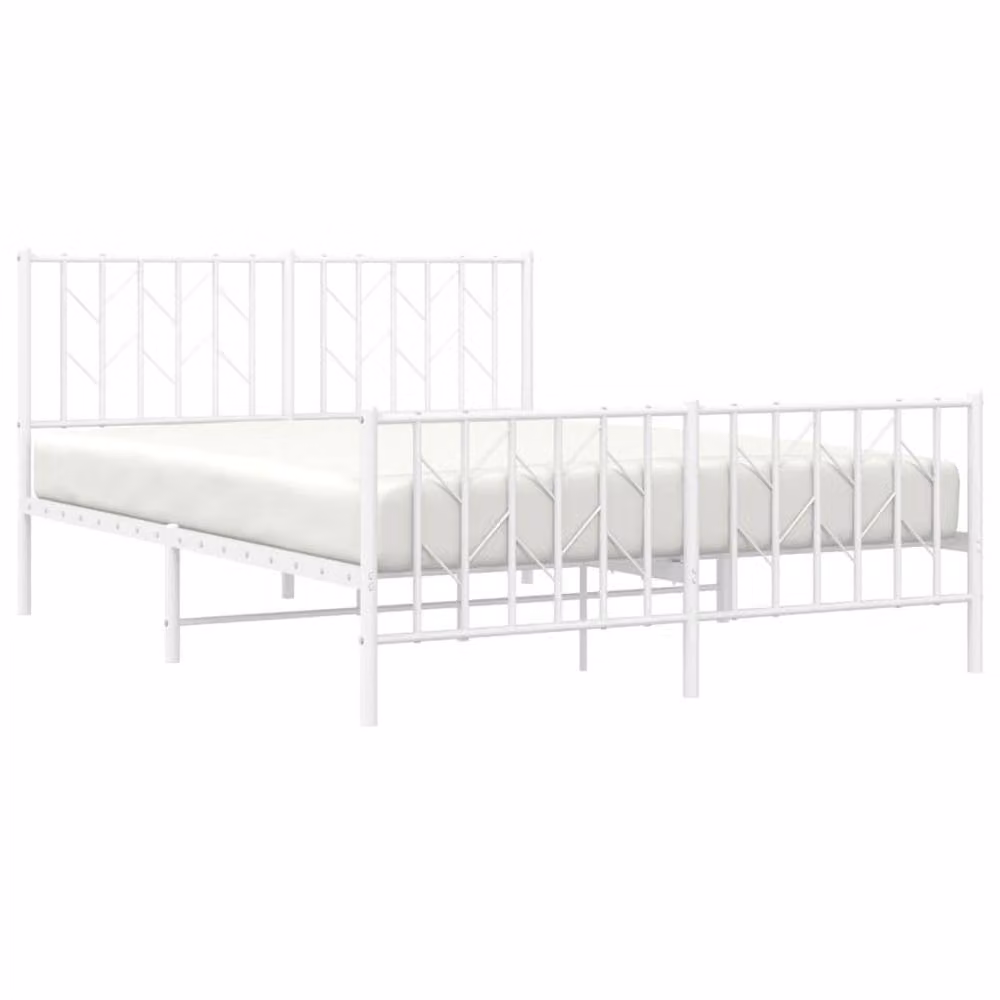 Berkfield Home Metal Bed Frame with Footboard in White, W/D/H: 135 x 190 cm – 3