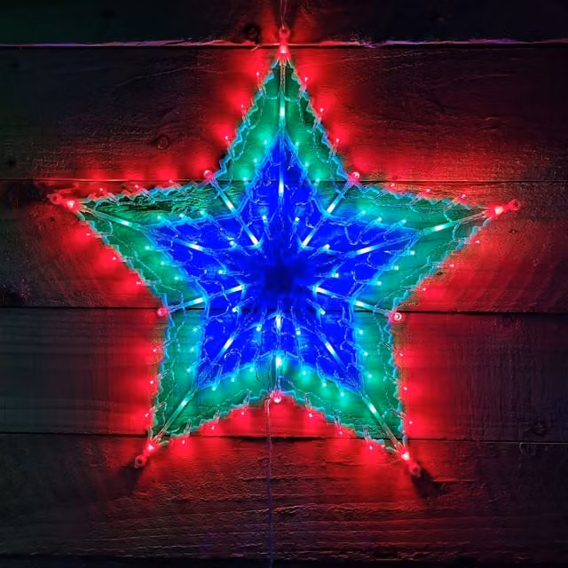 Samuel Alexander Multi Colour LED Geometric Star Christmas Window Light for Indoor and Outdoor Use, 50 cm – 1