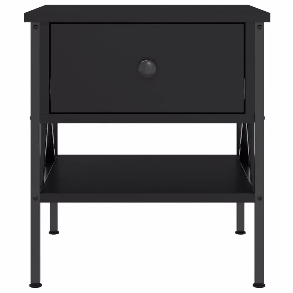 Berkfield Home Set of 2 Black Industrial Bedside Tables, W/D/H: 40 x 42 x 45 cm – 5