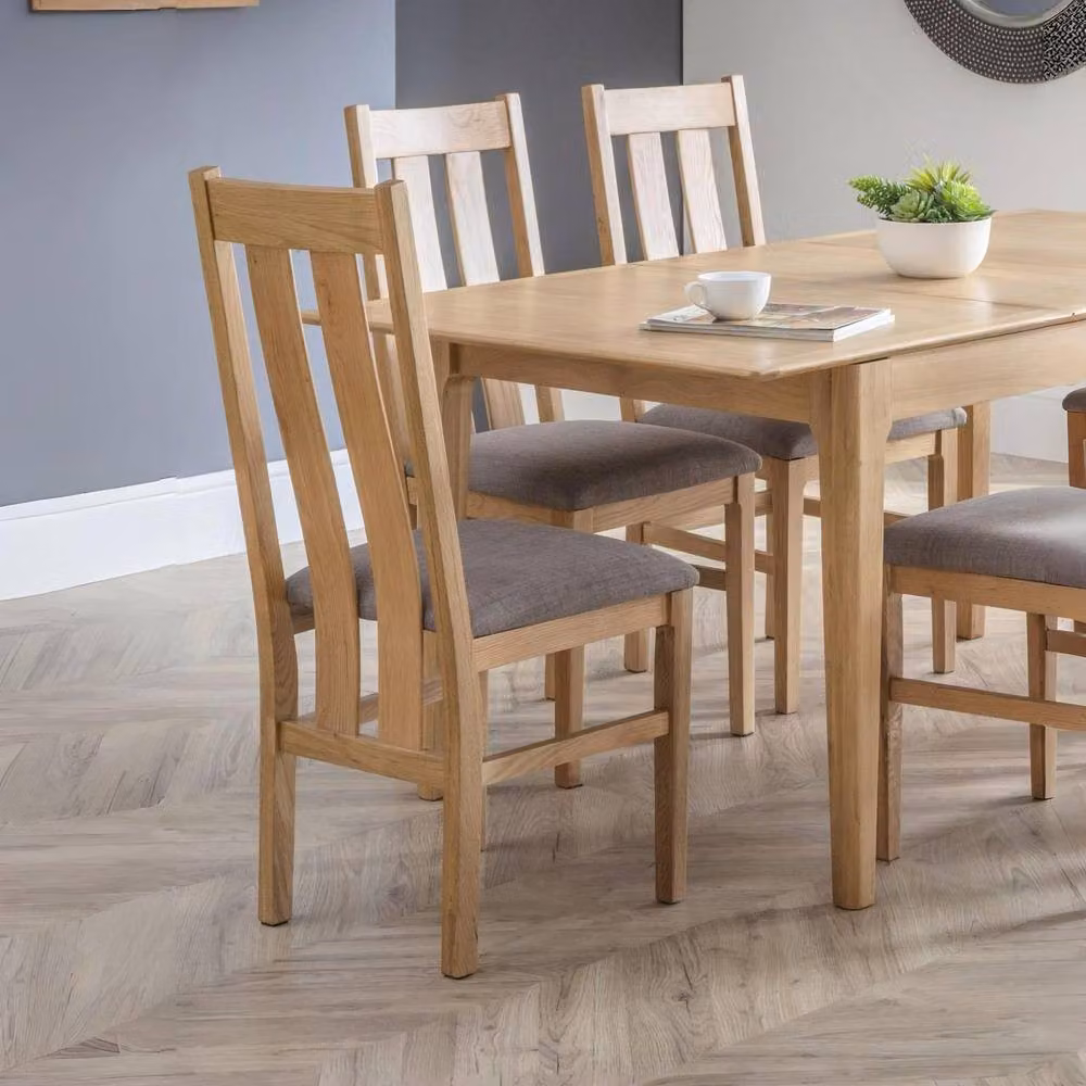 Cheshire Tavira Elegant Dining Chairs - Set of 2 in Light Oak and Brown Fabric – 2