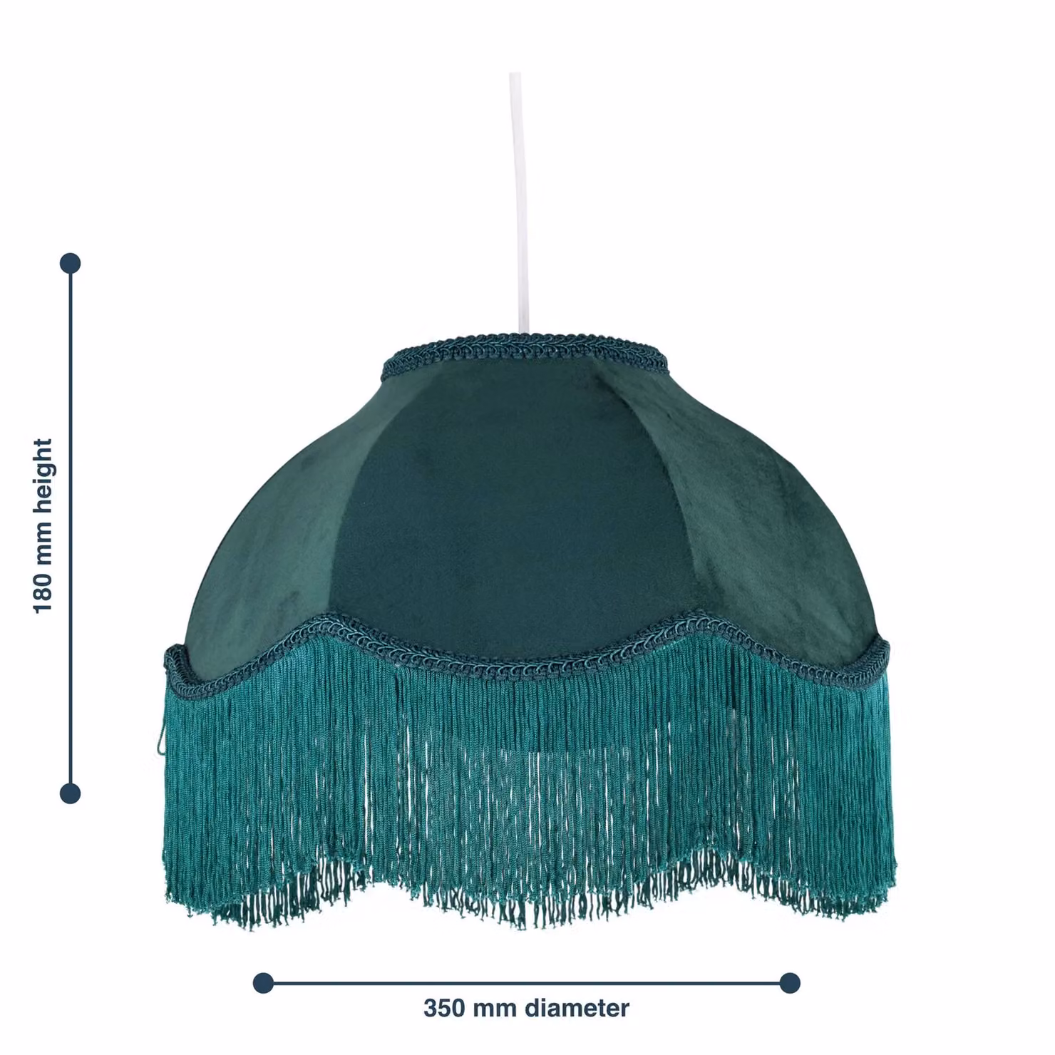 First Choice Lighting Vintage Round Green Velvet Fringed Easy Fit Pendant Lamp Shade – 3