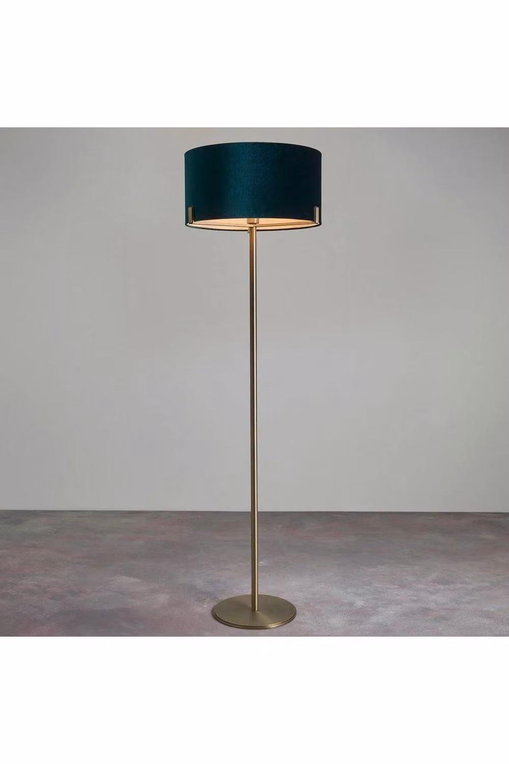 Netlighting Hayfield Floor Lamp with Green Velvet Shade and Matt Antique Brass Base – 2