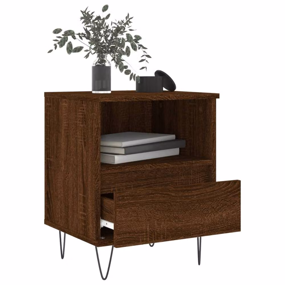 Berkfield Home Modern Bedside Cabinets, 2 Piece Set in Brown Oak, W/D/H: 40 x 35 x 50 cm – 3