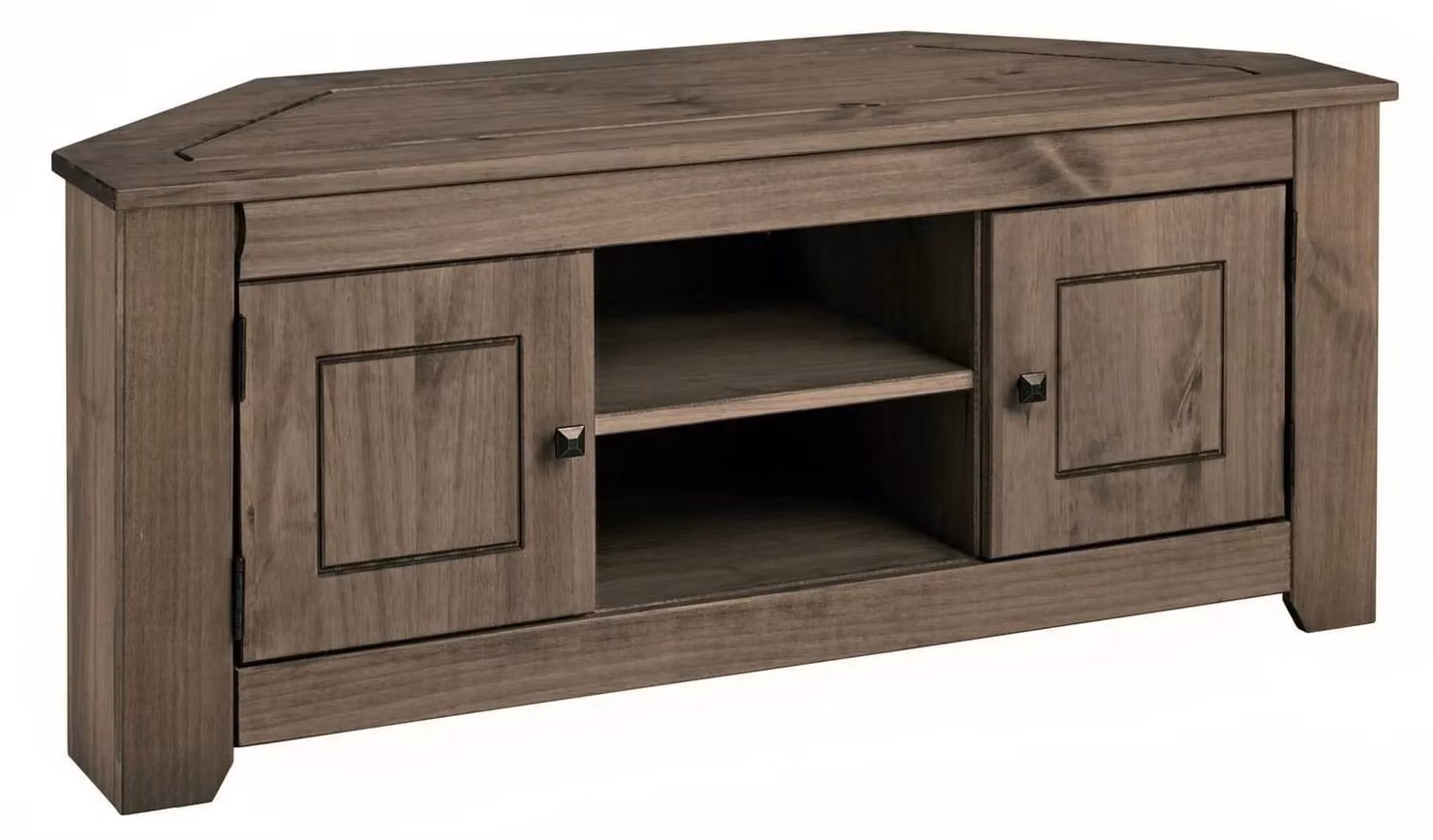 Cheap Furniture Warehouse Amersham Corner TV Unit in Brown Rustic Pine Wood, W: 120 cm, D: 44 cm, H: 50 cm