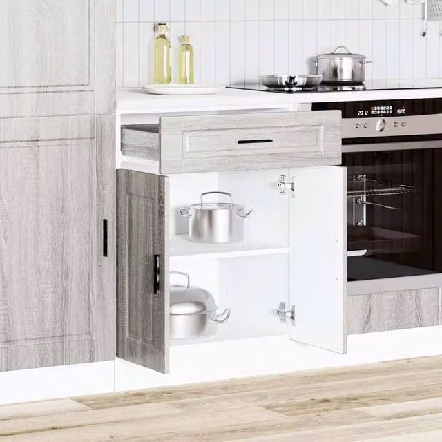 Berkfield Home Porto Kitchen Base Cabinet in Grey Sonoma Engineered Wood, H 81.5 x W 60.0 x D 46.0 cm