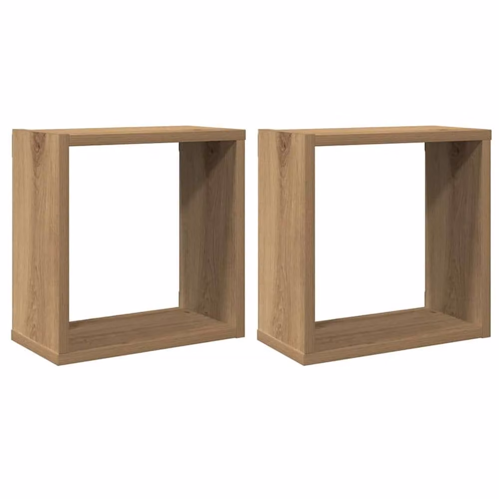 Berkfield Home Artisan Oak Wall Cube Shelves, 2 Pack, Brown, W/D/H: 30 x 15 x 30 cm – 3