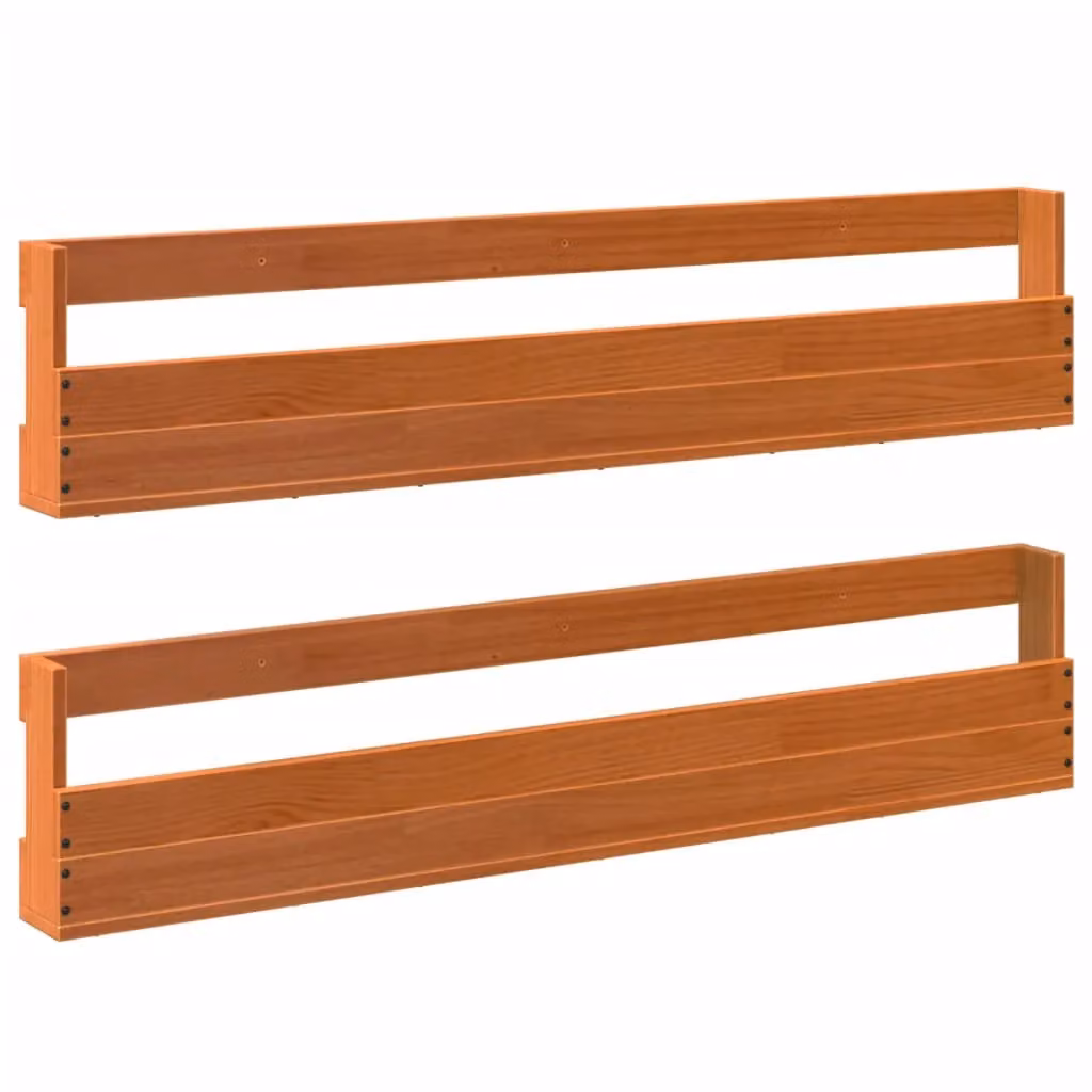 Berkfield Home Set of 2 Wall-mounted Shoe Racks in Wax Brown Solid Pine Wood, W/D/H: 110 x 8.5 x 23.5 cm – 2