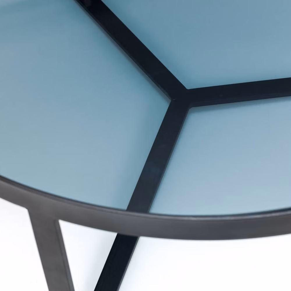 Cheshire Kelburn Modern Round Coffee Table in Black and Smoked Glass – 4