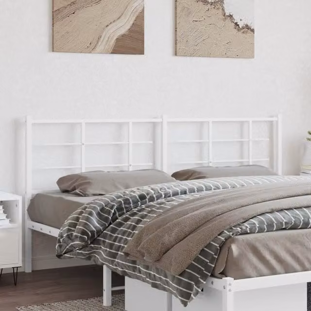 Berkfield Home Classic Metal Headboard in White