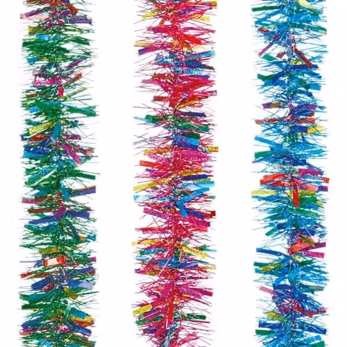 Premier 2m Christmas Tinsel Garland in Multicolour (Purple, Blue, and Green)