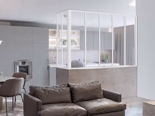 Vente-unique Corner Power-Coated Aluminium and Glass Partition in White, W/D/H: 150 x 60 x 130 cm