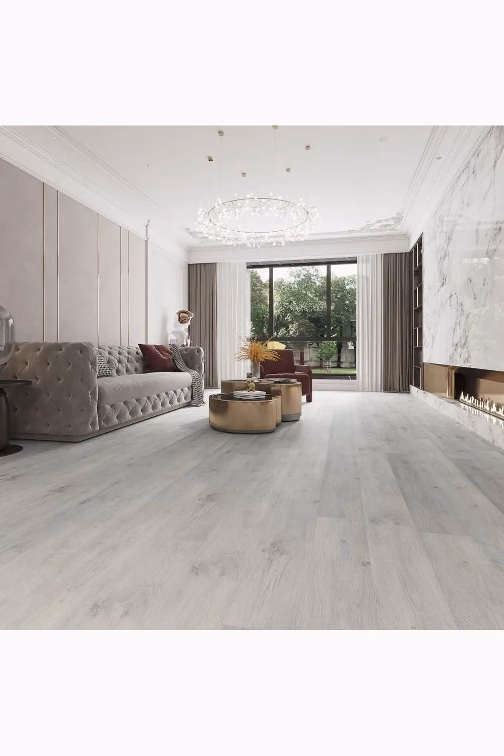 Living and Home Rustic Wood Grain Self-adhesive PVC Flooring Planks, Grey, 36 Pieces – 2