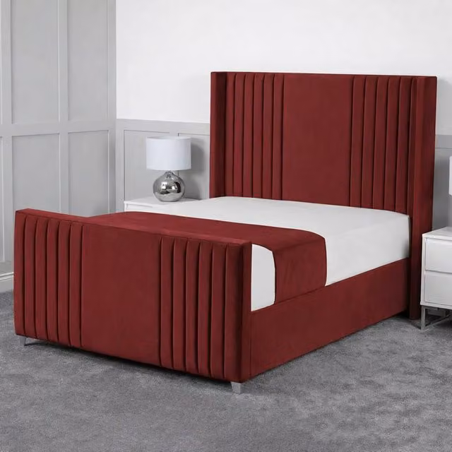 Living Comfort Bedz Emilia Upholstered Velvet Gas Lift Storage Bed in Red, W/D/H: 120 x 200 cm – 1