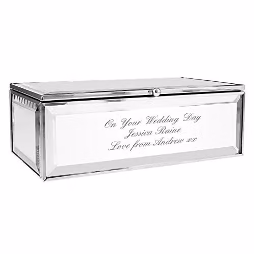 Personalised Memento Company Mirrored Jewellery Box in Silver or Black