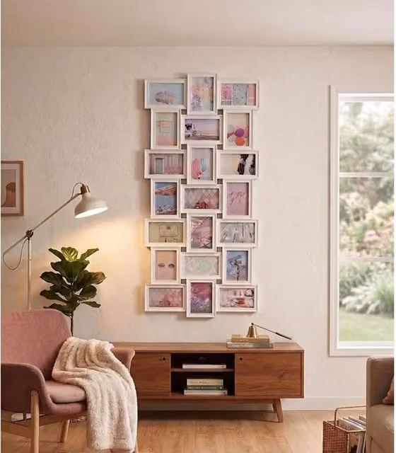 DEENZ Multi-Aperture Tall Rectangular Photo Frame, Grey and White, H 112 cm x W 45 cm