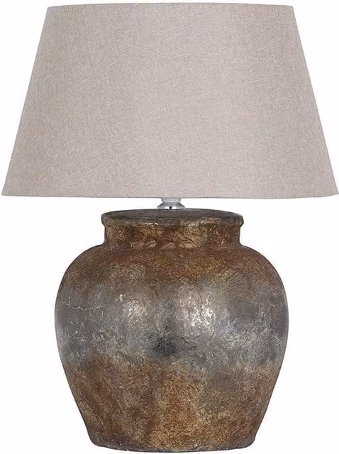 Hill Interiors Castello Aged Stone Effect Table Lamp in Beige