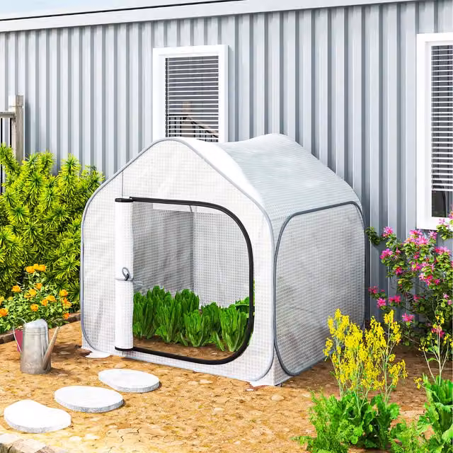 Outsunny Mini Pop Up Greenhouse in White